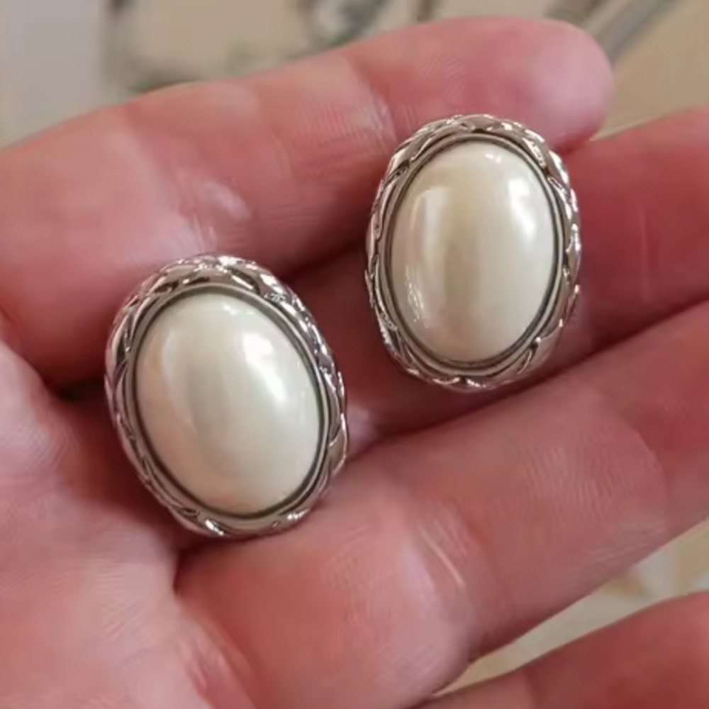 Luxury Vintage Pearl Classic Silver Earrings